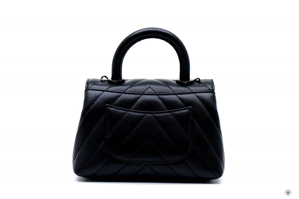 CHANEL Chanel AS2215B06818 Mini Chevron Coco Handle  Black / 94305 Cav | Italystation.com - Shop Now at italystation.com