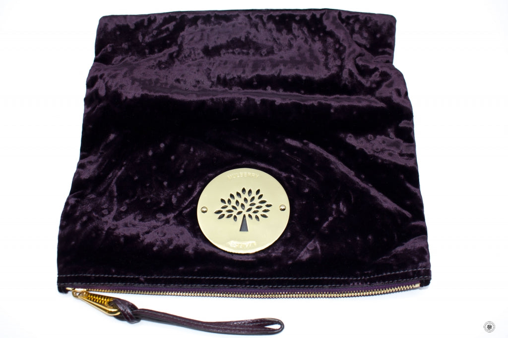 MULBERRY Mulberry HH7804/225 Daria Velvet Clutch With Ostrich Print  G | Italystation.com - Shop Now at italystation.com