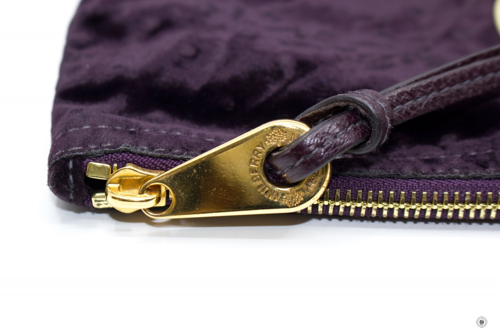 MULBERRY Mulberry HH7804/225 Daria Velvet Clutch With Ostrich Print  G | Italystation.com - Shop Now at italystation.com