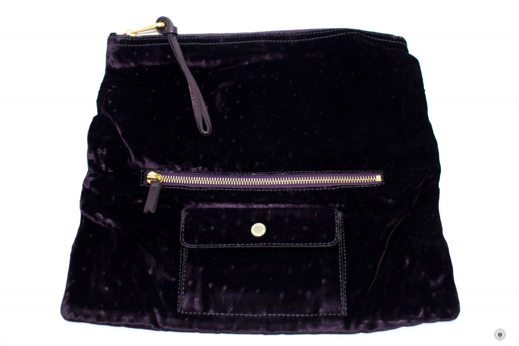 MULBERRY Mulberry HH7804/225 Daria Velvet Clutch With Ostrich Print  G | Italystation.com - Shop Now at italystation.com