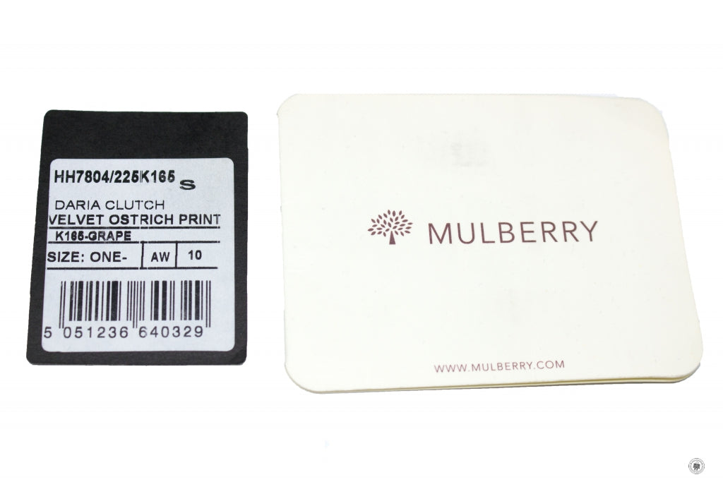 MULBERRY Mulberry HH7804/225 Daria Velvet Clutch With Ostrich Print  G | Italystation.com - Shop Now at italystation.com