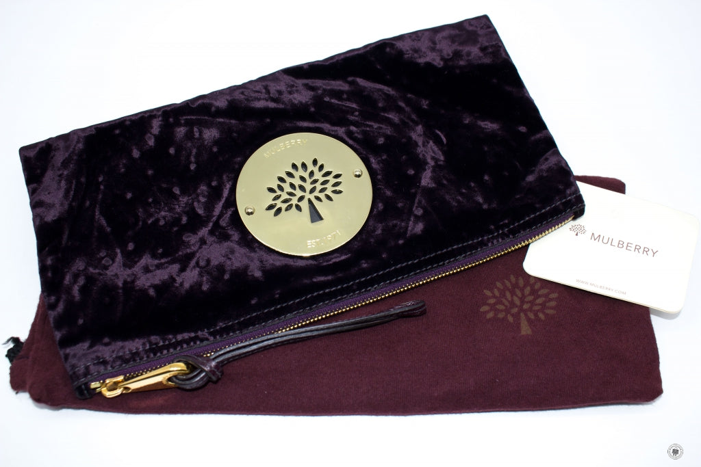 MULBERRY Mulberry HH7804/225 Daria Velvet Clutch With Ostrich Print  G | Italystation.com - Shop Now at italystation.com