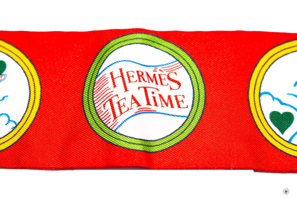 HERMES Hermes 063782S Tea Time Cm/rouge Vif/vert / 6 Silk 5X86 CM Twil | Italystation.com - Shop Now at italystation.com