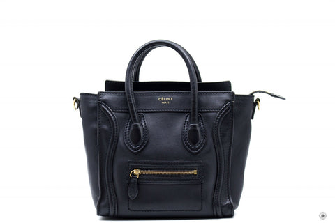 CELINE Celine 16824 Luggage Nano  Black  Calfskin Tote Bag Gbhw | Italystation.com - Shop Now at italystation.com