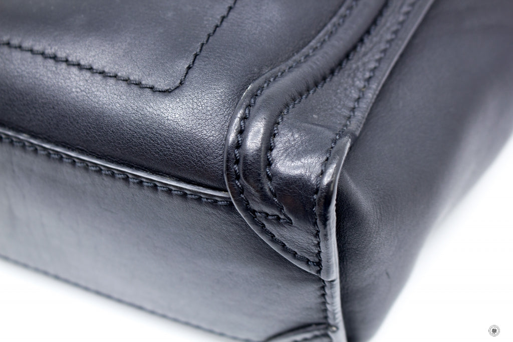 CELINE Celine 16824 Luggage Nano  Black  Calfskin Tote Bag Gbhw | Italystation.com - Shop Now at italystation.com