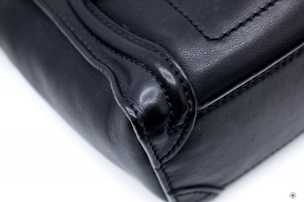 CELINE Celine 16824 Luggage Nano  Black  Calfskin Tote Bag Gbhw | Italystation.com - Shop Now at italystation.com