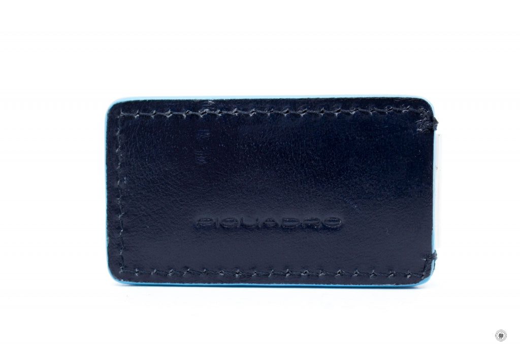 PIQUADRO Piquadro PP4857B2 Money Clip Blue Square Line Blue Blue 5.5CM | Italystation.com - Shop Now at italystation.com