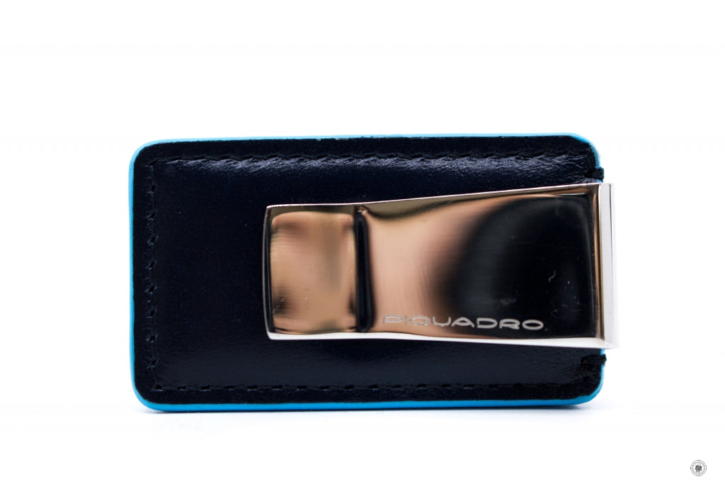 PIQUADRO Piquadro PP4857B2 Money Clip Blue Square Line Blue Blue 5.5CM | Italystation.com - Shop Now at italystation.com