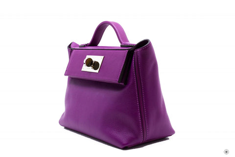 Hermes H082153 24/24 Mini  Anemone/anemone  Taurillon Clemence Shoulder Bags Phw