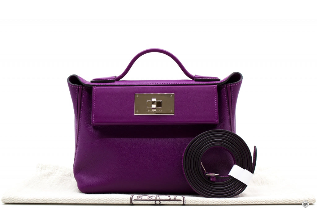 HERMES Hermes H082153 24/24 Mini  Anemone/anemone  Taurillon Clemence  | Italystation.com - Shop Now at italystation.com