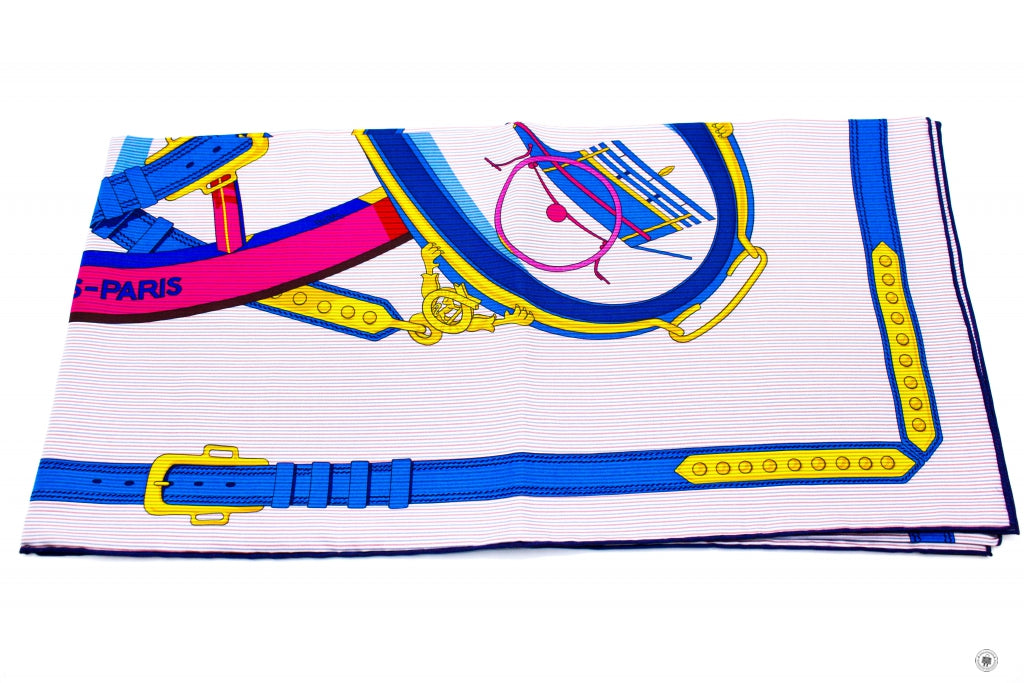 HERMES Hermes H073719S Chemise EN Roue Libre Scarf Im/rose Vif/blue Ro | Italystation.com - Shop Now at italystation.com