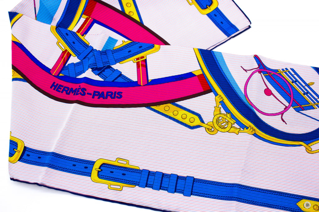 HERMES Hermes H073719S Chemise EN Roue Libre Scarf Im/rose Vif/blue Ro | Italystation.com - Shop Now at italystation.com