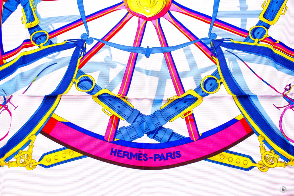 HERMES Hermes H073719S Chemise EN Roue Libre Scarf Im/rose Vif/blue Ro | Italystation.com - Shop Now at italystation.com