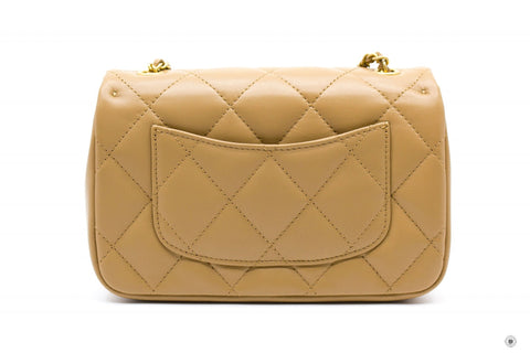 Chanel AS3457 B08840  Mini Flap Bag With Heart Charms BJ523 / Beige Lambskin Shoulder Bags Gbhw