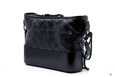Chanel A93824 B01935 Gabrielle Hobo Medium SO Black  Black / 94305  Lambskin Shoulder Bags Bkhw