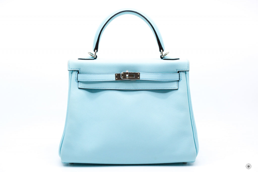 HERMES Hermes Kelly 25  Blue Zephyr / CKU2 Swift Shoulder Bags Phw | Italystation.com - Shop Now at italystation.com