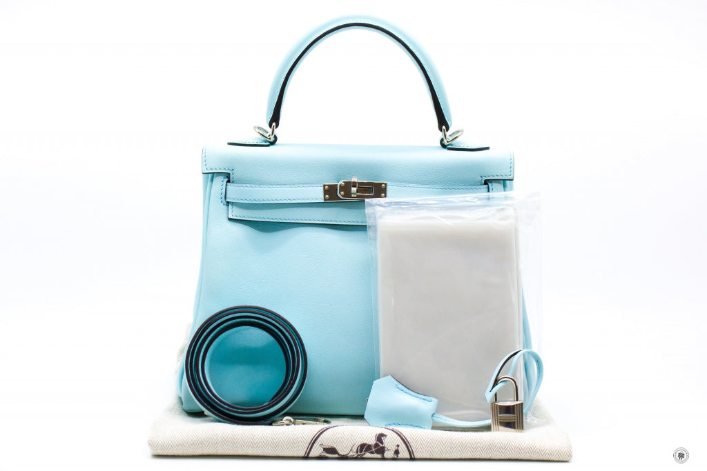 HERMES Hermes Kelly 25  Blue Zephyr / CKU2 Swift Shoulder Bags Phw | Italystation.com - Shop Now at italystation.com