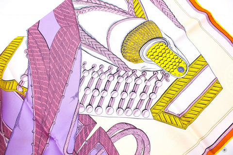 HERMES Hermes Scarf Zouaves ET Dragon 90X90 Rose/purple/blanc Silk Sil | Italystation.com - Shop Now at italystation.com