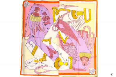 Hermes Scarf Zouaves ET Dragon 90X90 Rose/purple/blanc Silk Silk & Scarf