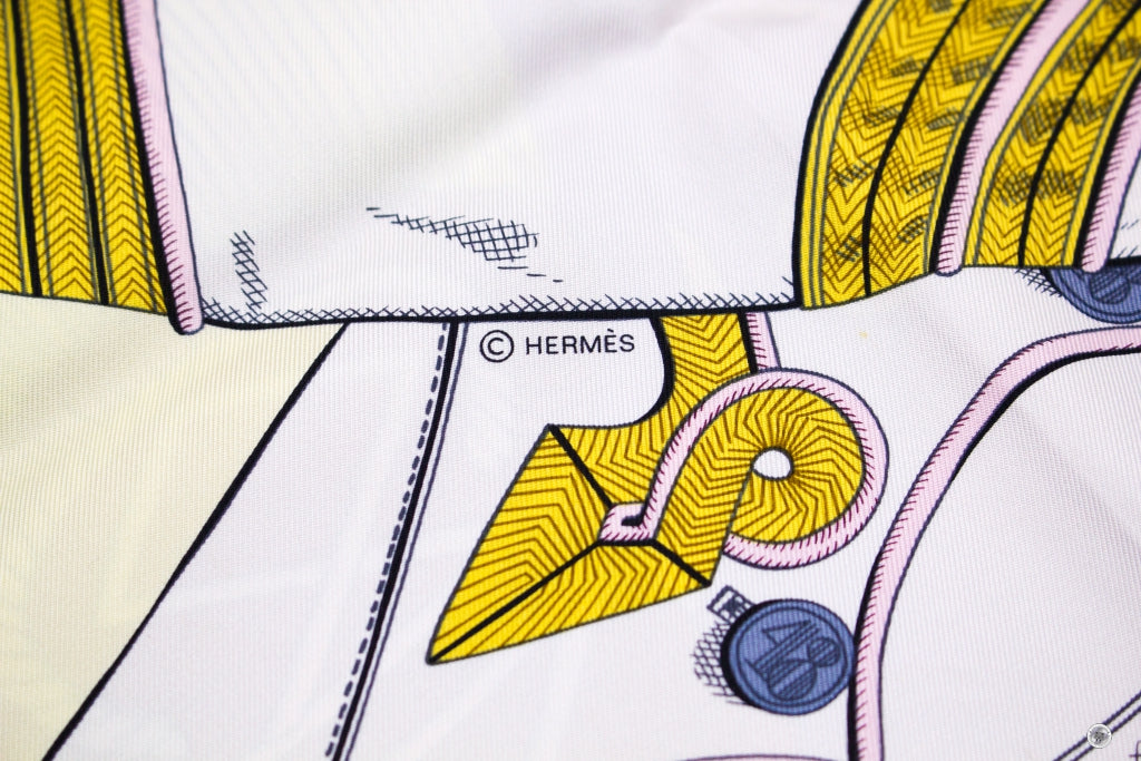 HERMES Hermes Scarf Zouaves ET Dragon 90X90 Rose/purple/blanc Silk Sil | Italystation.com - Shop Now at italystation.com
