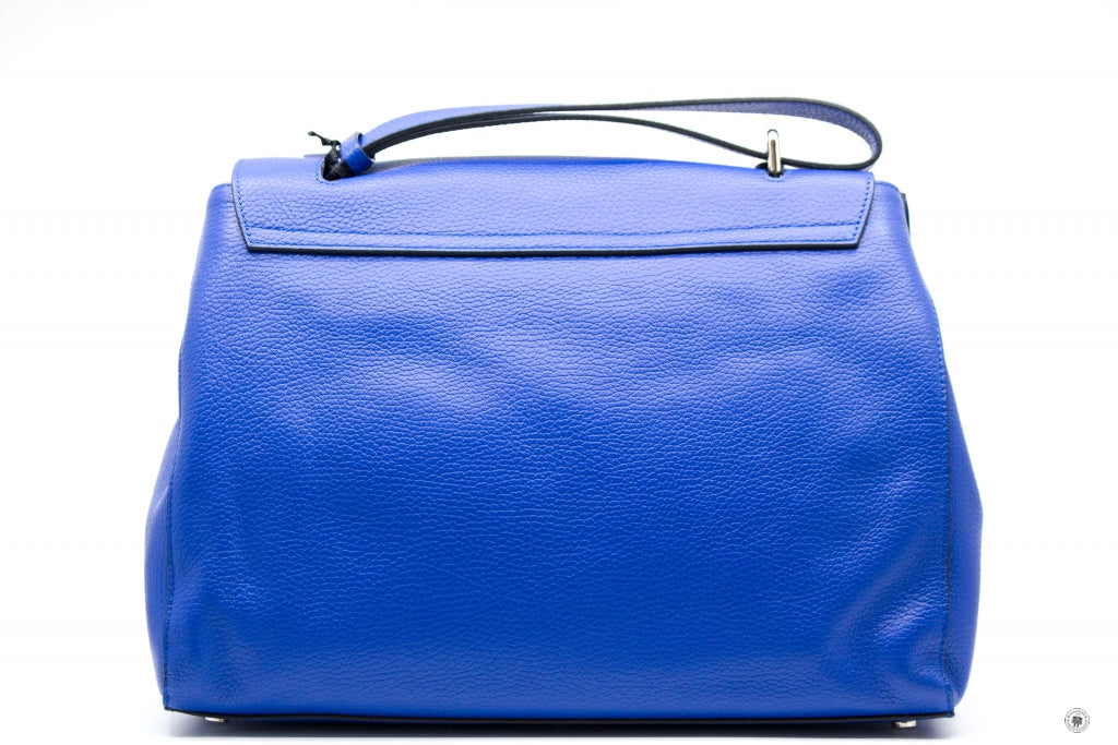 IUNTOO Iuntoo 168027 Top Handle Leather Bag Armonia With Flap Bluette  | Italystation.com - Shop Now at italystation.com