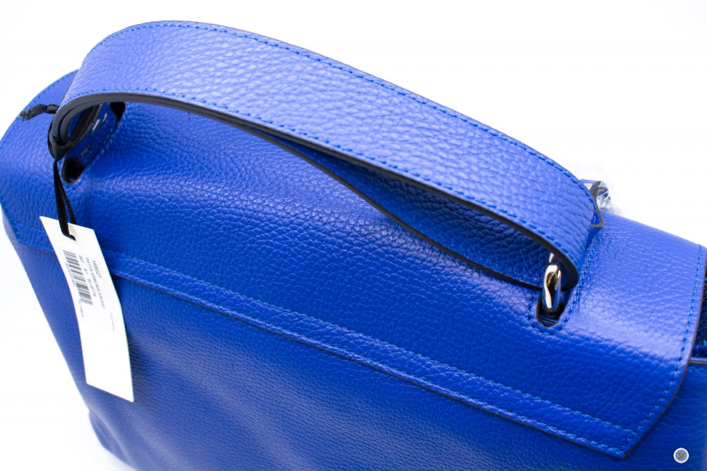 IUNTOO Iuntoo 168027 Top Handle Leather Bag Armonia With Flap Bluette  | Italystation.com - Shop Now at italystation.com