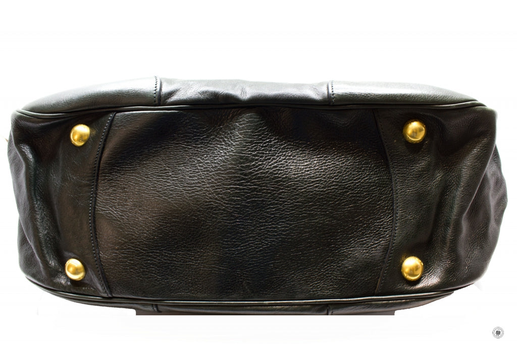 PRADA Prada BR3783 Vitello Daino Hobo Black Leather Shoulder Bags Ghw | Italystation.com - Shop Now at italystation.com