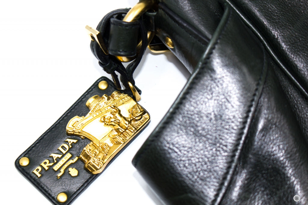 PRADA Prada BR3783 Vitello Daino Hobo Black Leather Shoulder Bags Ghw | Italystation.com - Shop Now at italystation.com