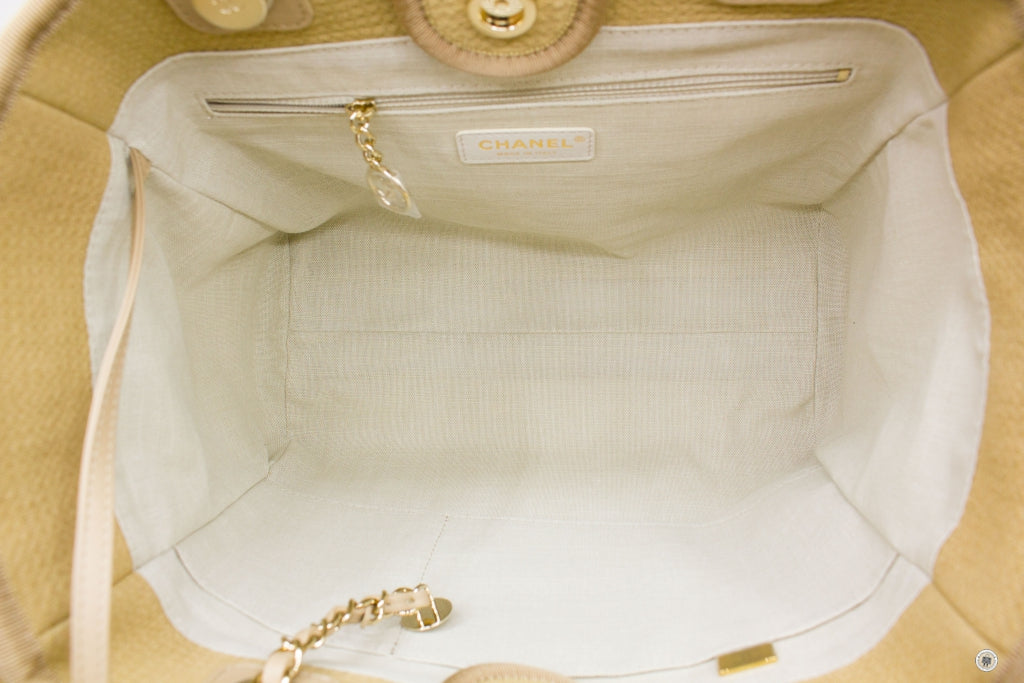 CHANEL Chanel AS3351 B08435 NI687 Deauville Medium Shopping Bag Beige  | Italystation.com - Shop Now at italystation.com