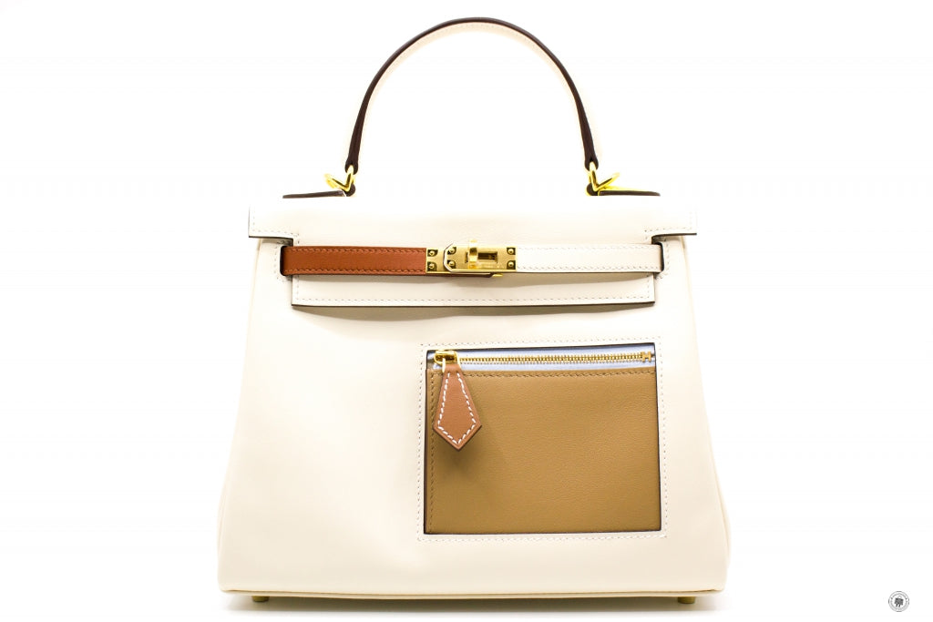 HERMES Hermes H083583CC Kelly 25 Colormatic Chromatic Bag Nata/chai/cu | Italystation.com - Shop Now at italystation.com