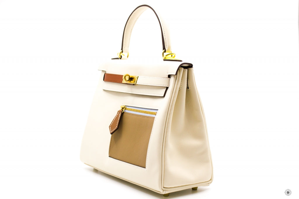 HERMES Hermes H083583CC Kelly 25 Colormatic Chromatic Bag Nata/chai/cu | Italystation.com - Shop Now at italystation.com