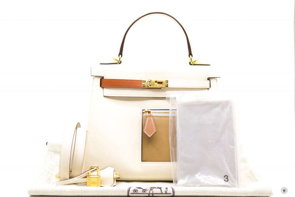 HERMES Hermes H083583CC Kelly 25 Colormatic Chromatic Bag Nata/chai/cu | Italystation.com - Shop Now at italystation.com