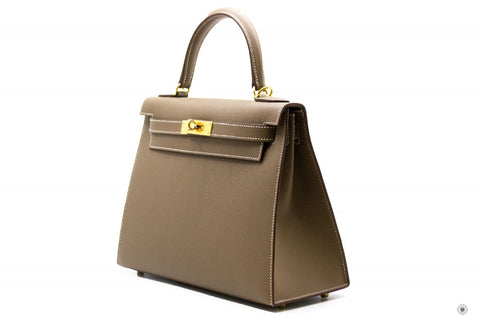 Hermes Kelly 28 Etoupe / CC18 Epsom 28 Shoulder Bags Ghw