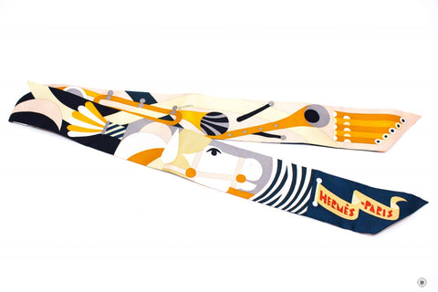 HERMES Hermes H064006 Prade EN Fanfare Twilly Aj/noir/caramel/gris / 0 | Italystation.com - Shop Now at italystation.com