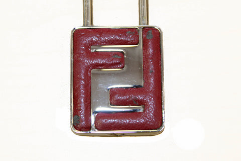 Authentic Fendi Red FF Shiny Silver Key Chain