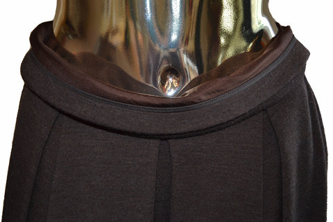Authentic Louis Vuitton Dark Brown Pleats Ski Wool Midi Skirts Size 36