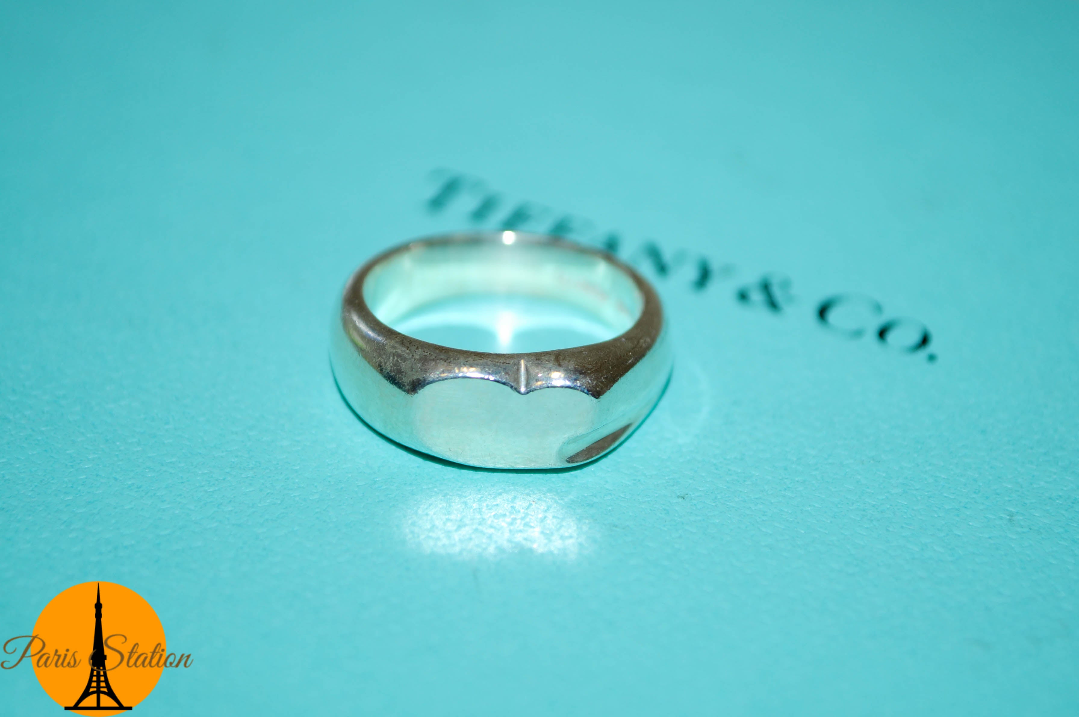Authentic Tiffany & Co. Solid Heart Sterling Silver Ring 4.5