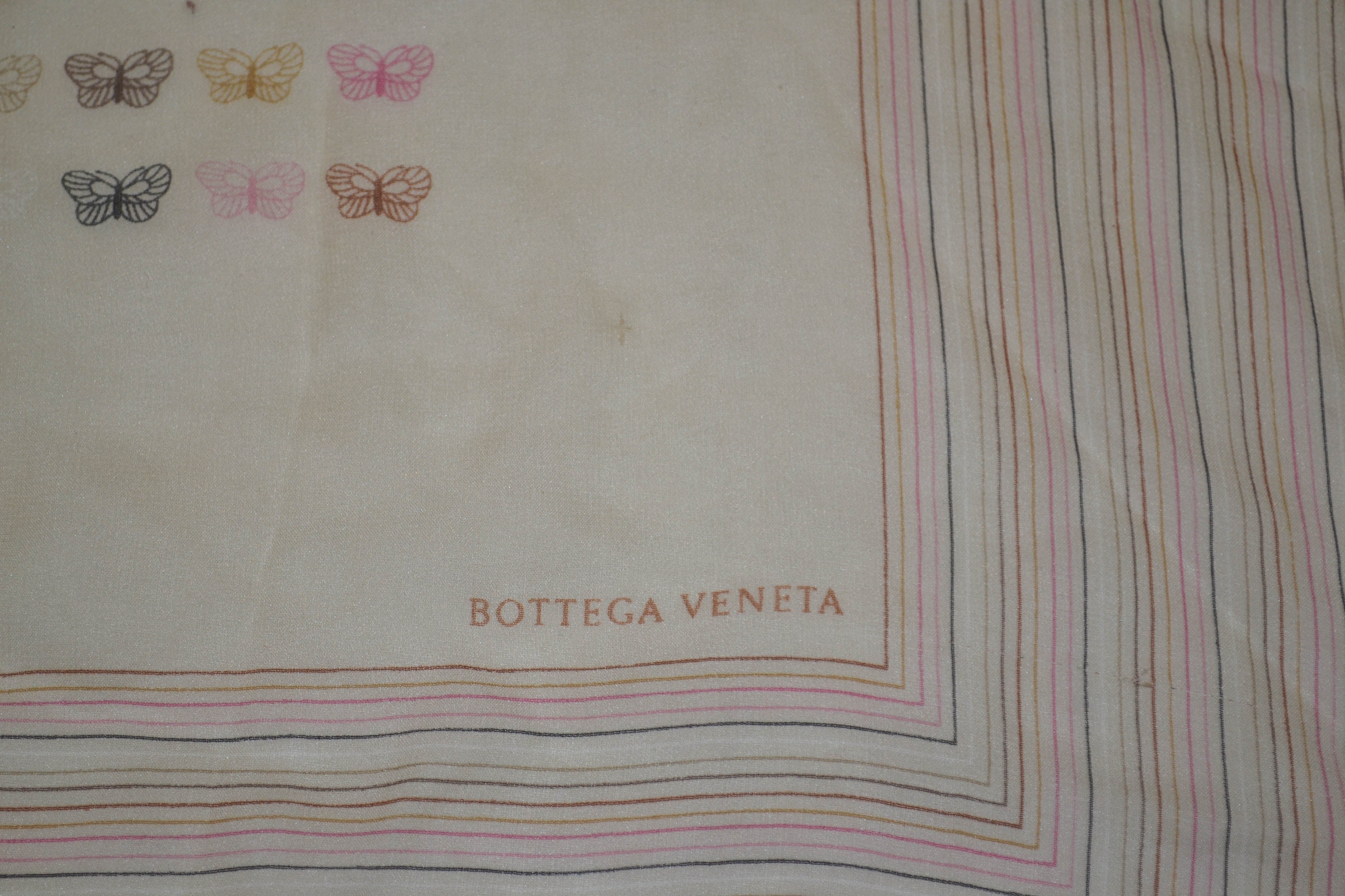 Authentic Bottega Veneta Colorful Butterfly 100% Silk Scarf