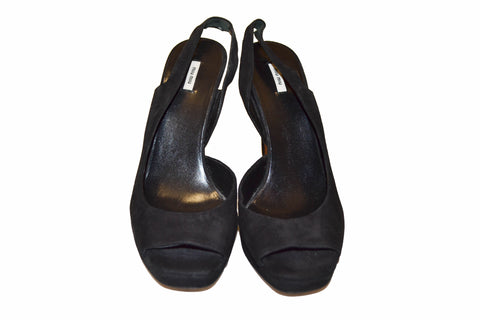 Authentic Miu Miu Black Suede Leather Pumps Shoes - Size 37.5
