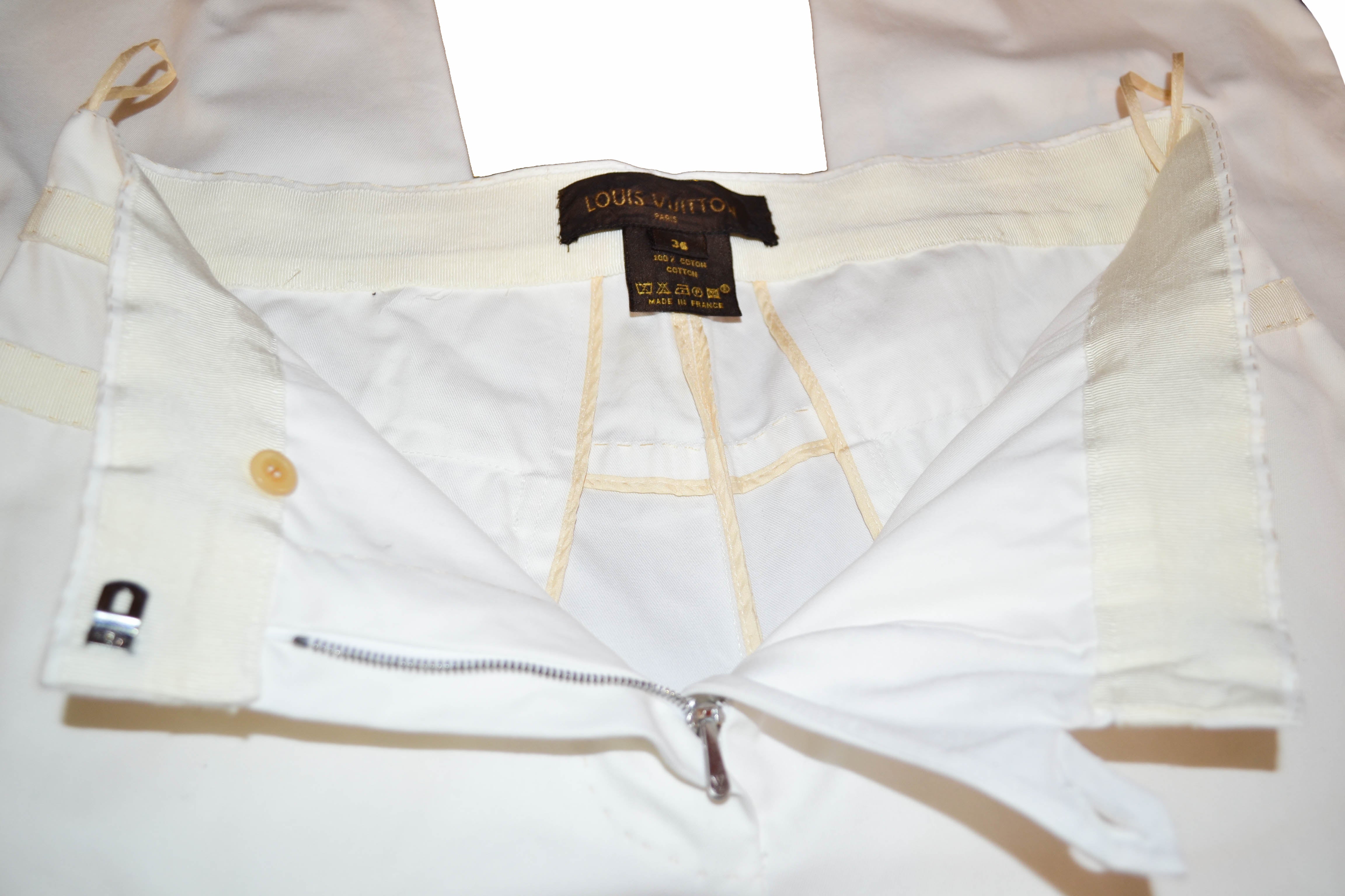 Louis Vuitton Monogram Cotton Pants White. Size 50