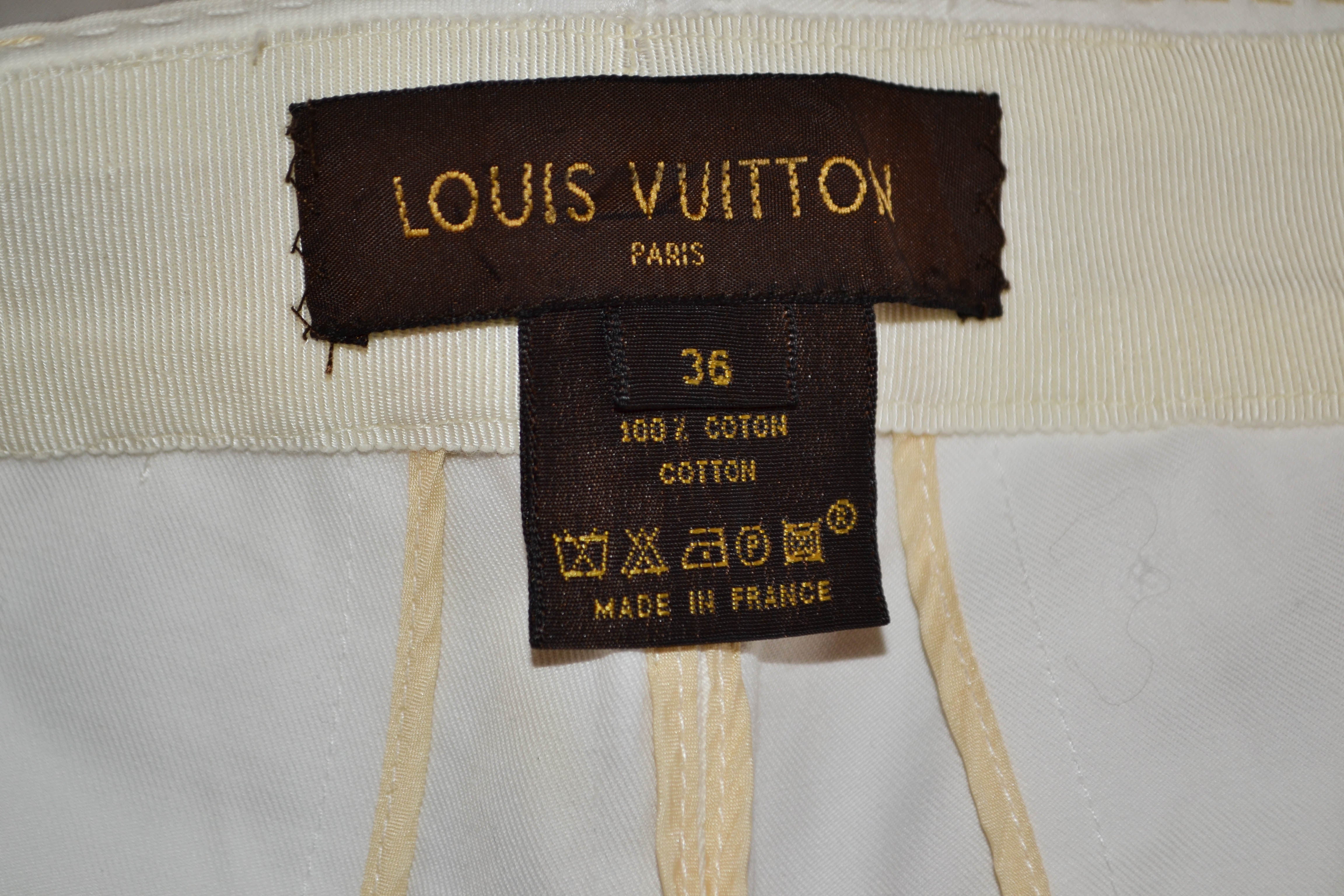 Authentic Louis Vuitton Women's White Cotton Pants Size 36