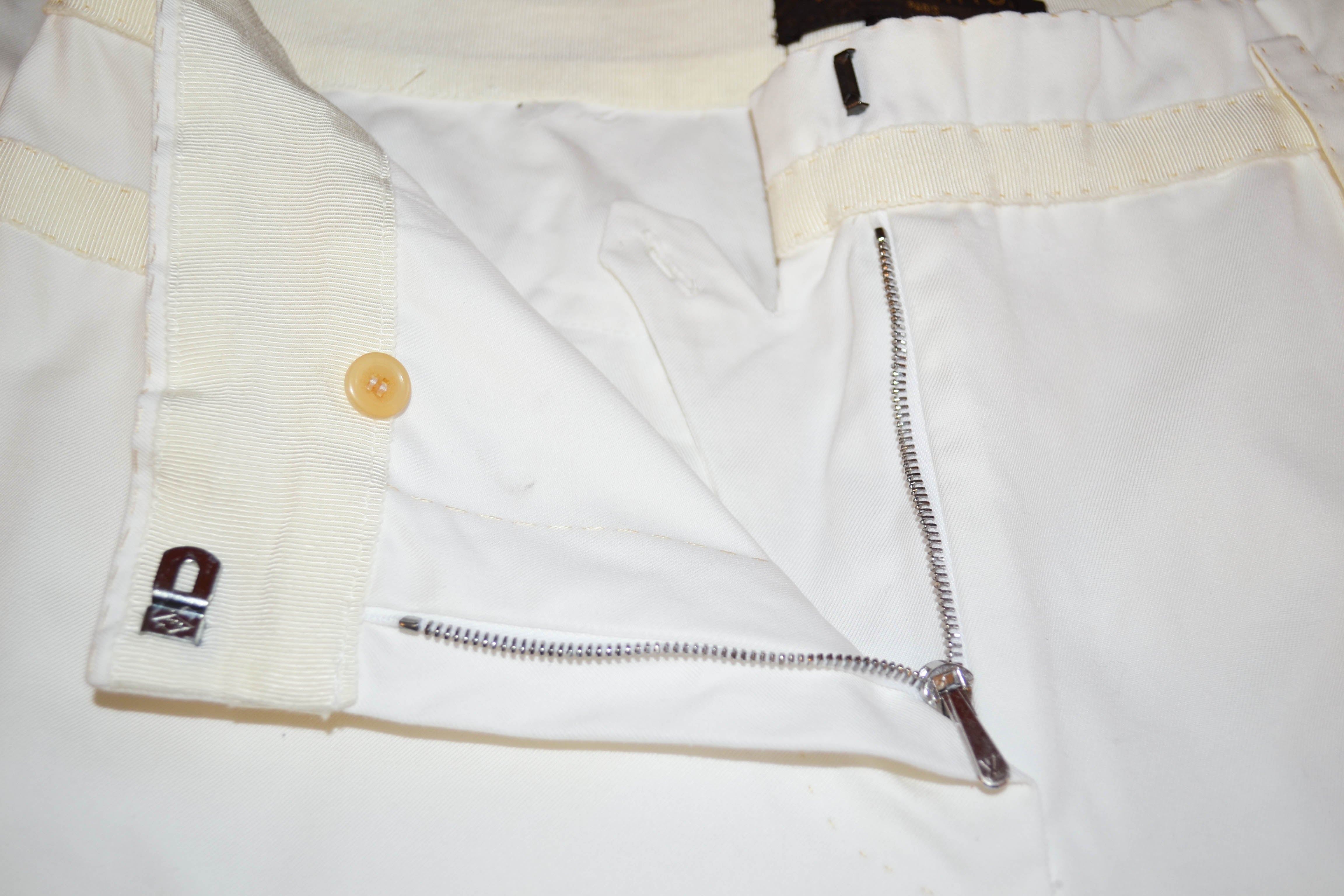 LOUIS VUITTON Monogram Cotton Pants White. Size 54