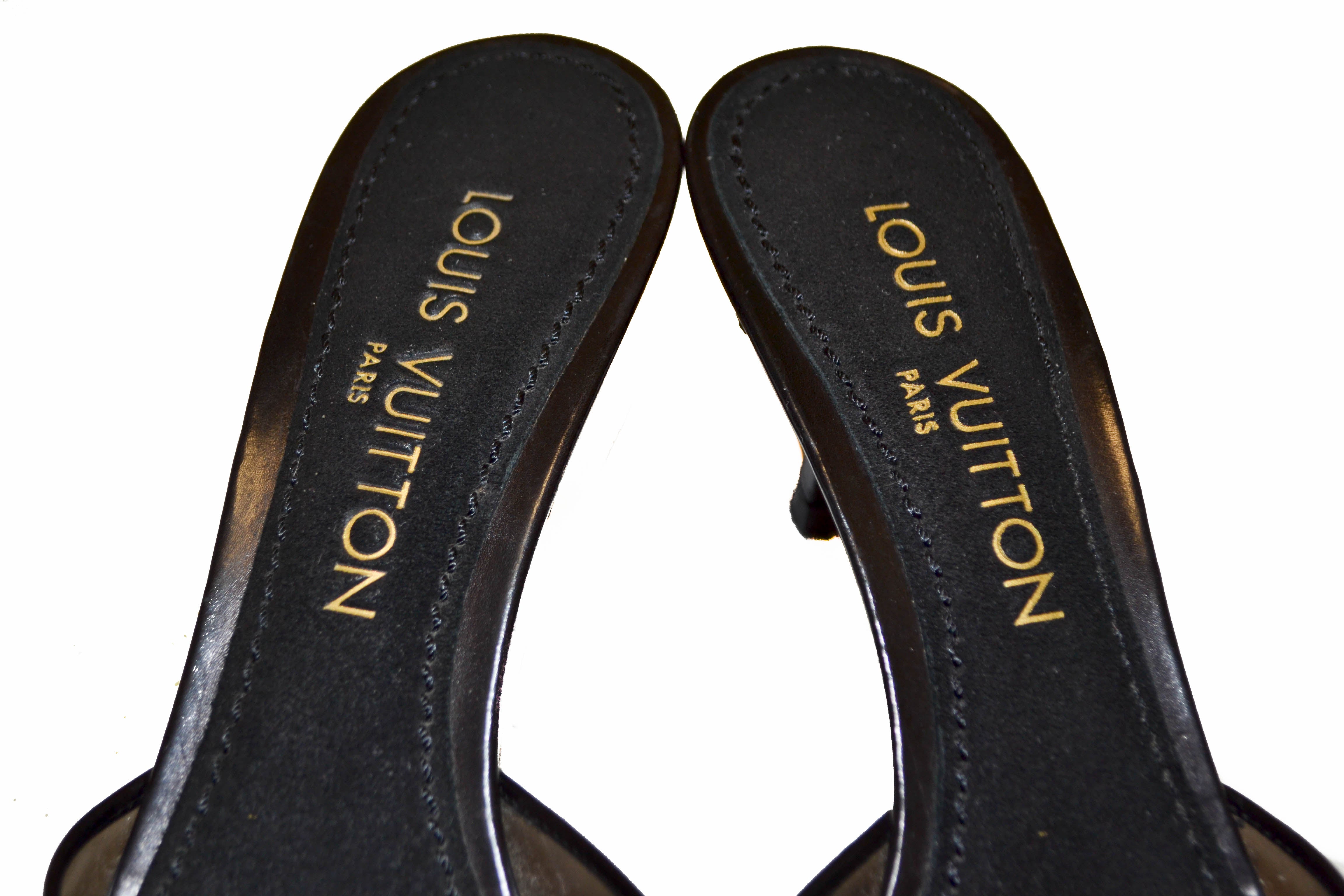 Authentic Louis Vuitton Black Leather Bow Sandal