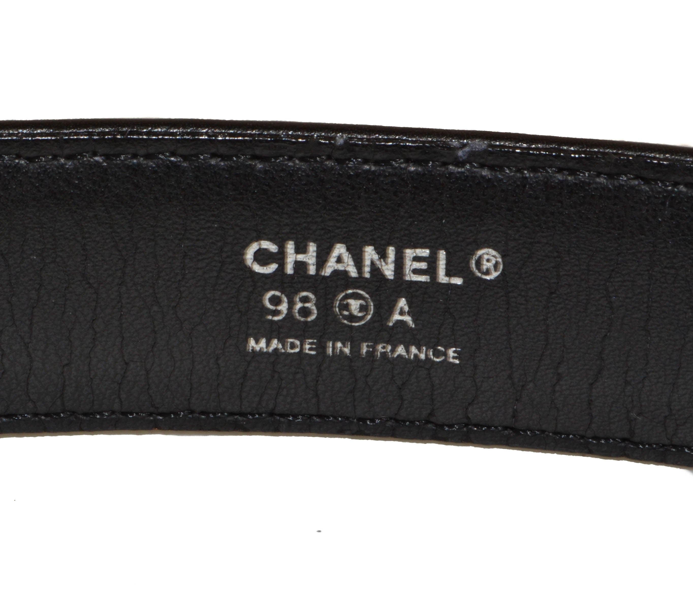 Authentic Chanel Black Leather Small Belt