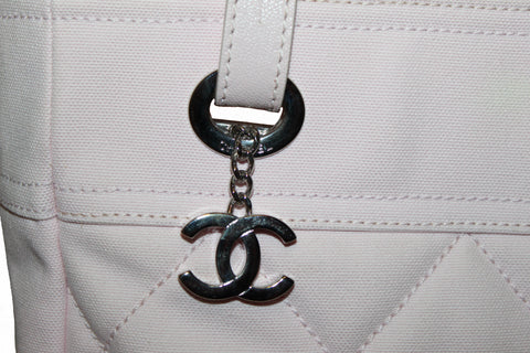 Authentic Chanel Pink Biarritz Canvas Leather Tote