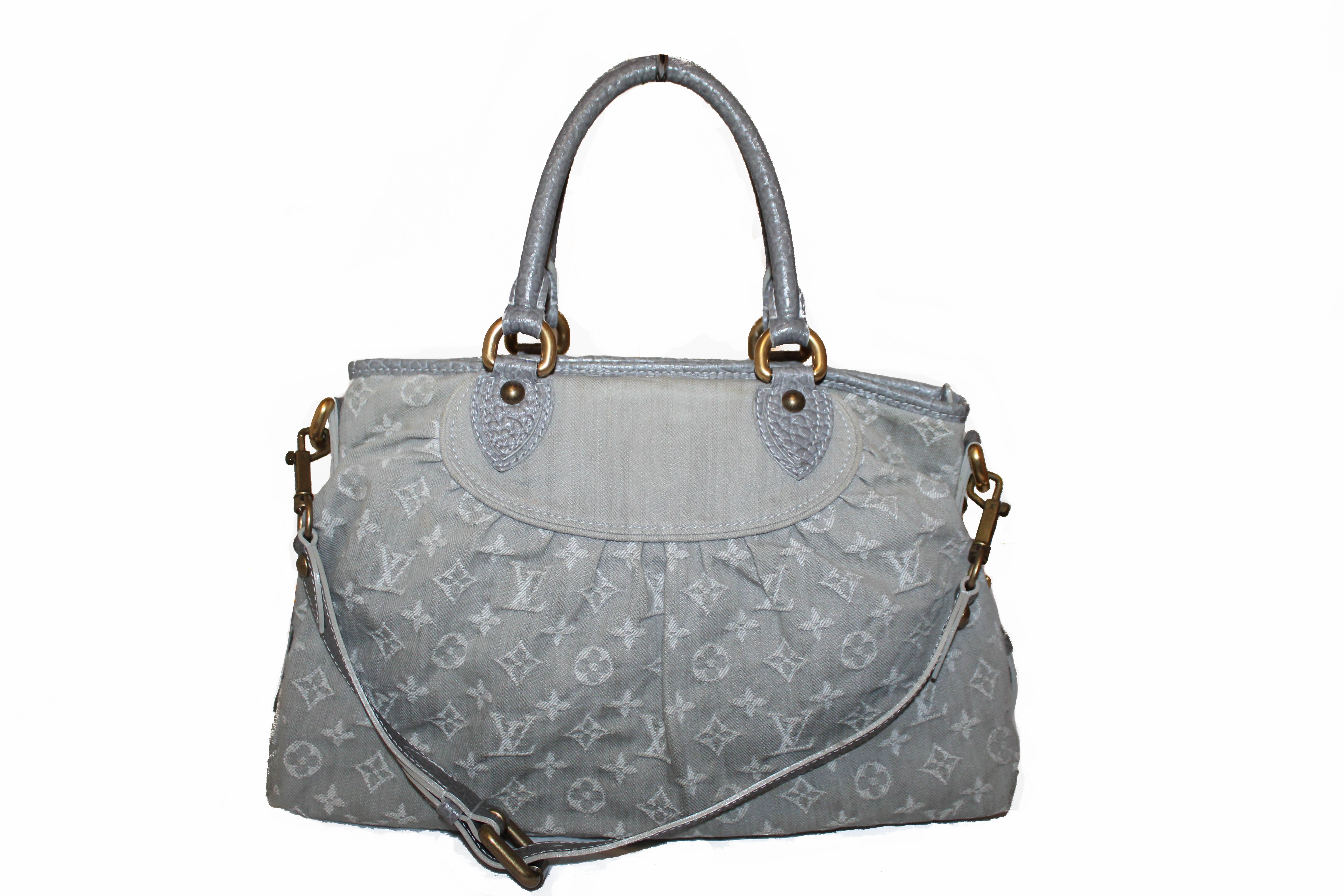 Authentic Louis Vuitton Denim Grey Cabby PM Handbag/Shoulder Bag