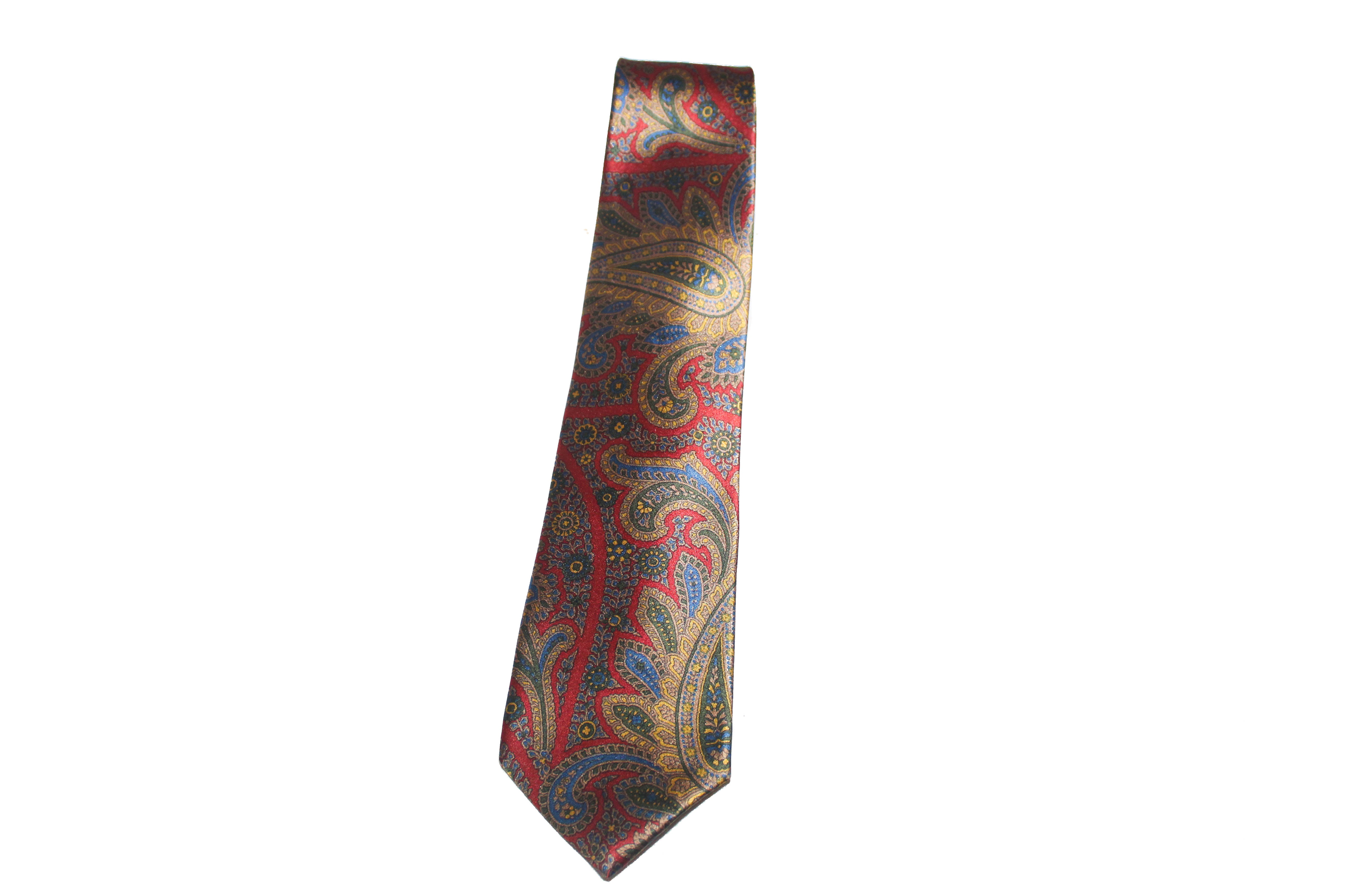Authentic Yves Saint Laurent Red Vintage Floral Men's Tie