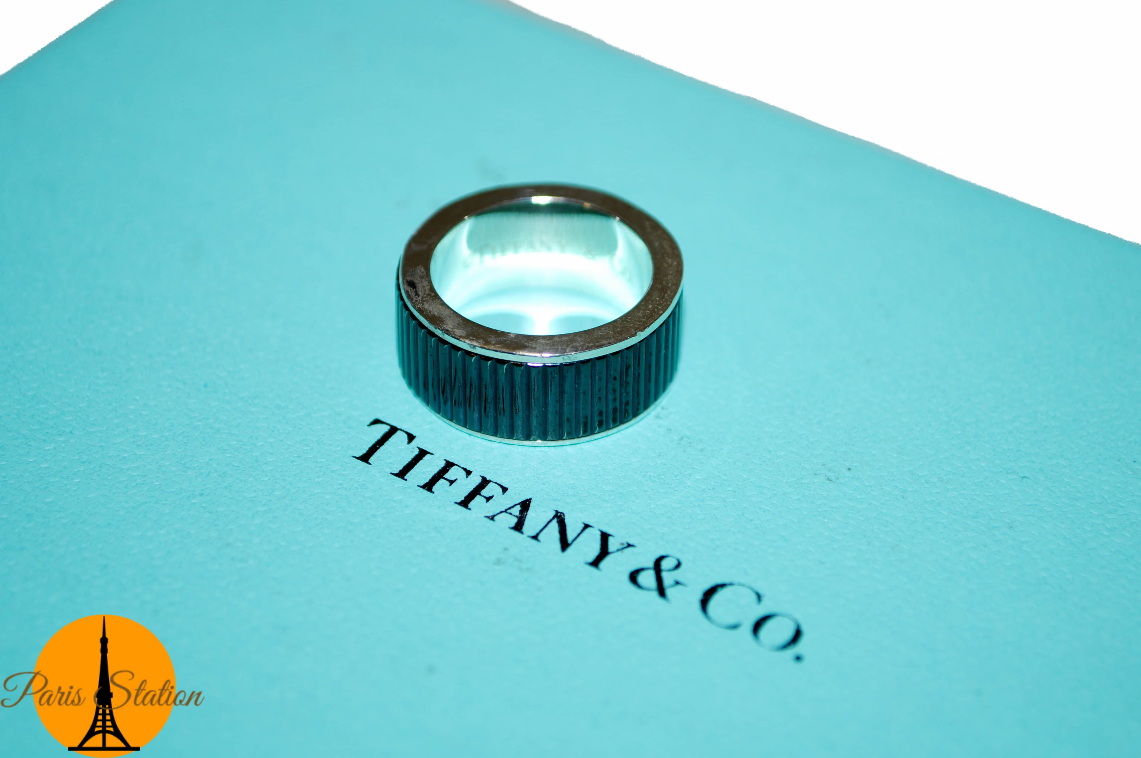 Authentic Tiffany & Co. Titanium Coin Edge Black Ring Band 4