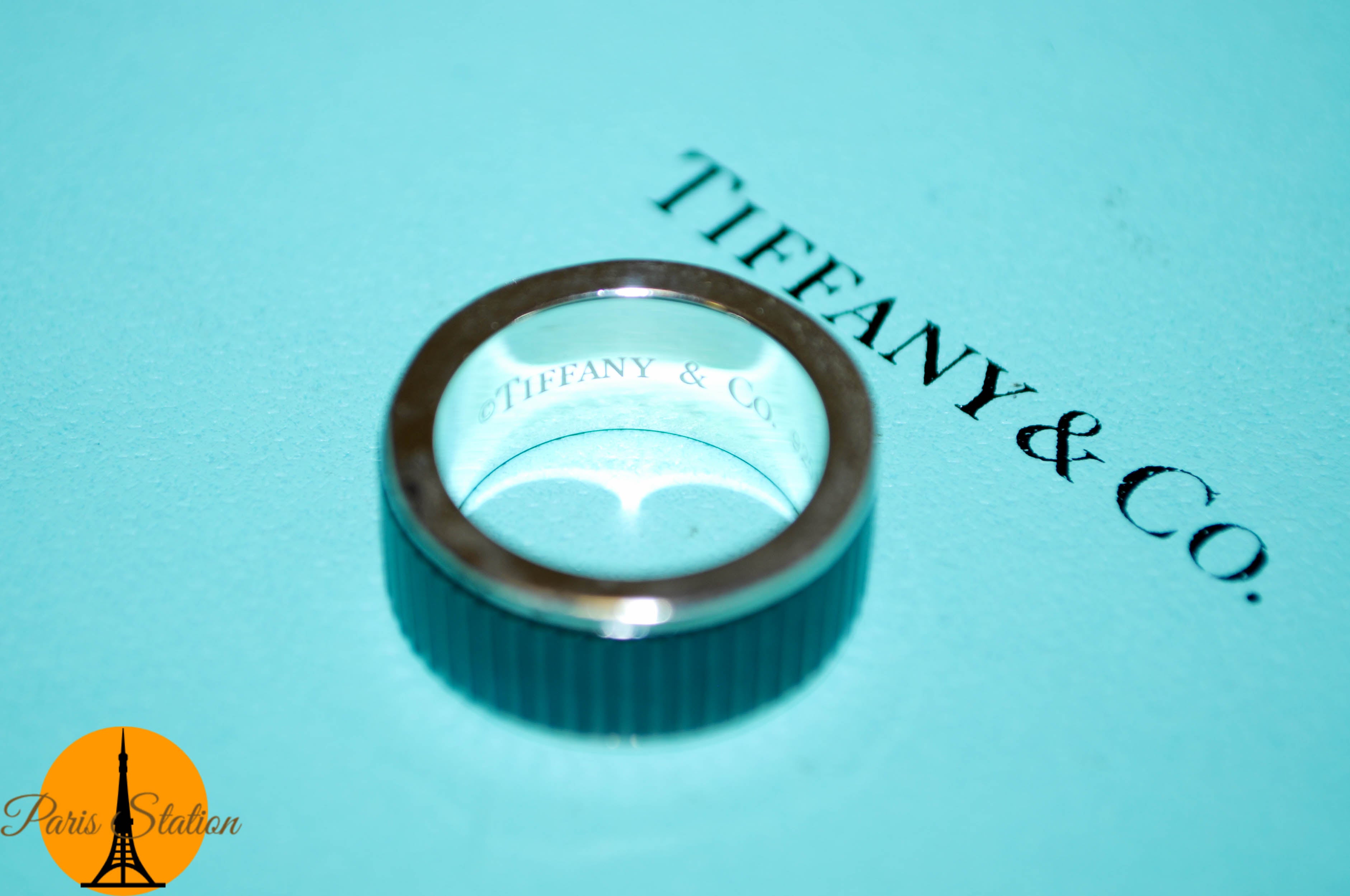 Authentic Tiffany & Co. Titanium Coin Edge Black Ring Band 4