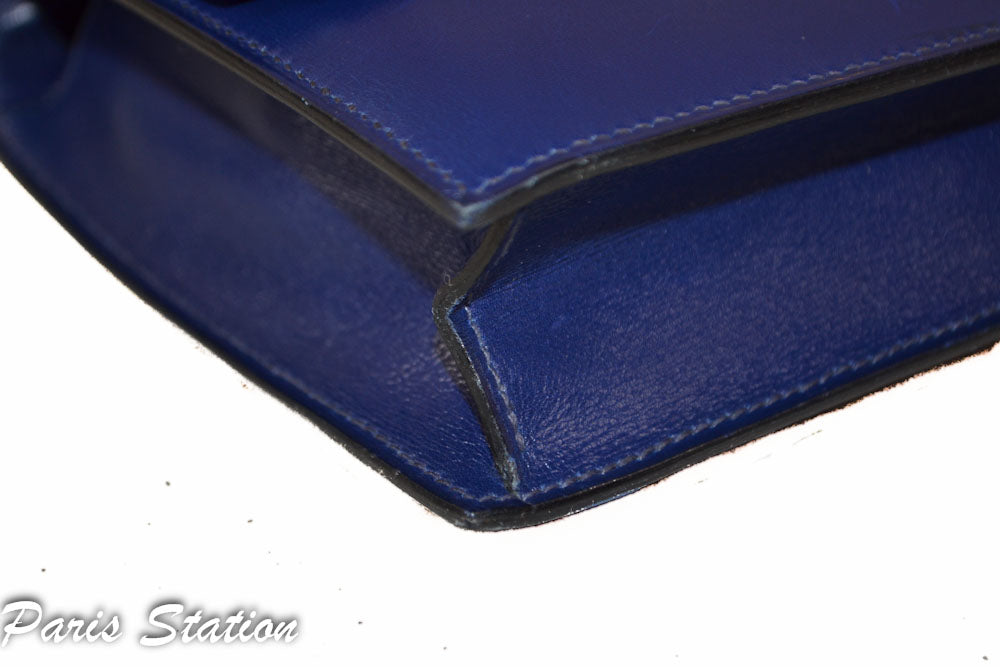 Authentic Hermes Blue Vintage Leather Clutch Messenger Bag